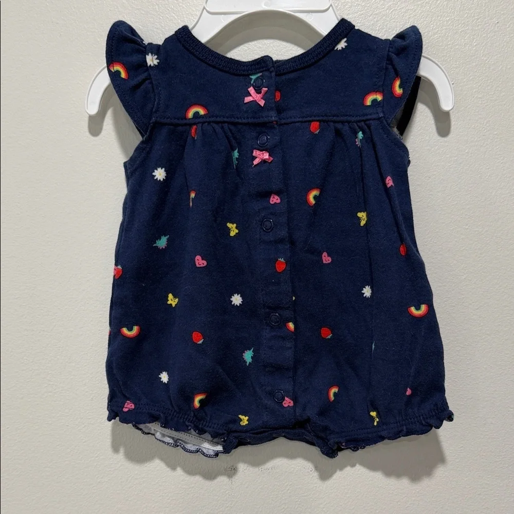 Navy Rainbow & Fruit Baby Romper